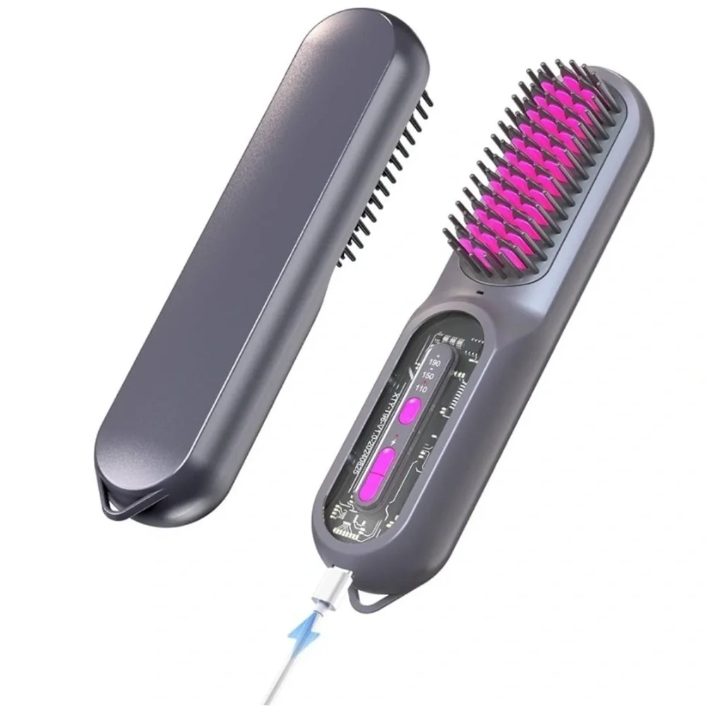 💈Cordless Hair Straightener Brush Mini Travel Brush It#OB3